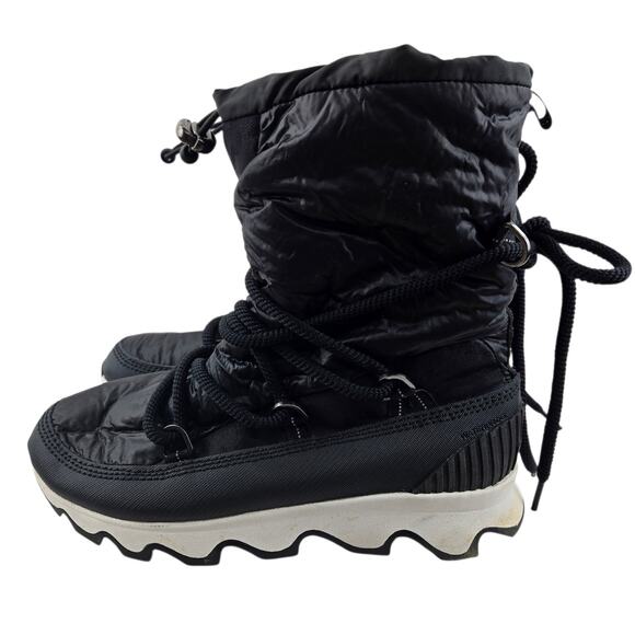 Sorel Kinetic Snow Boots Womens 9 Black White Lace Up Comfort Winter Gorpcore - Picture 8 of 13